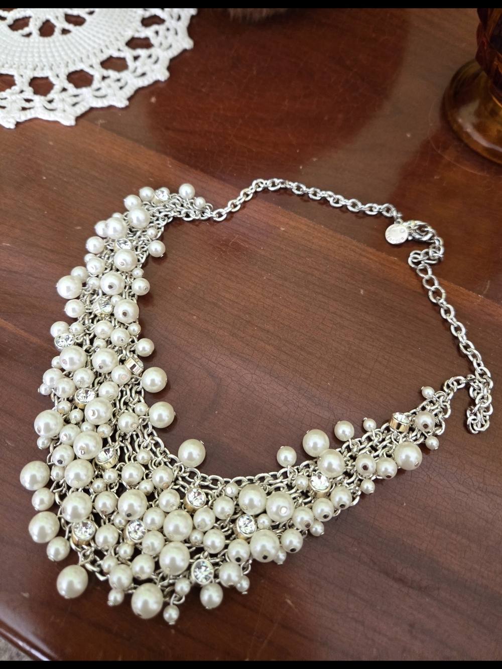Charter Club Silver-Tone Pearl Cluster Necklace